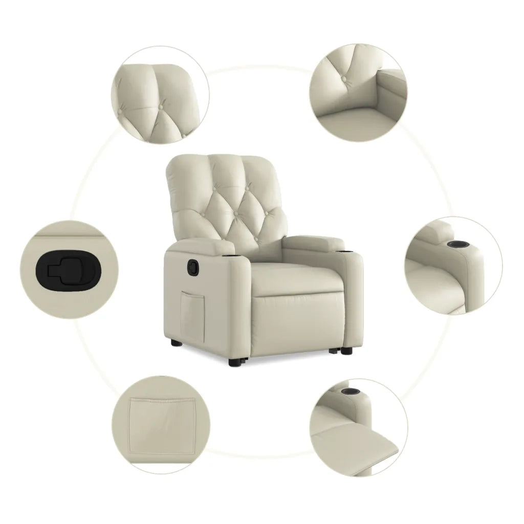 Poltrona Alzapersona Reclinabile Crema in Similpelle 3204773