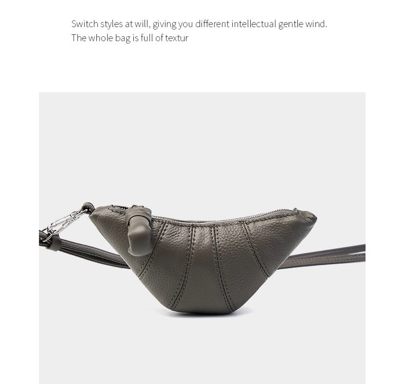 Borsa a tracolla in vera pelle da donna, colore grigio.