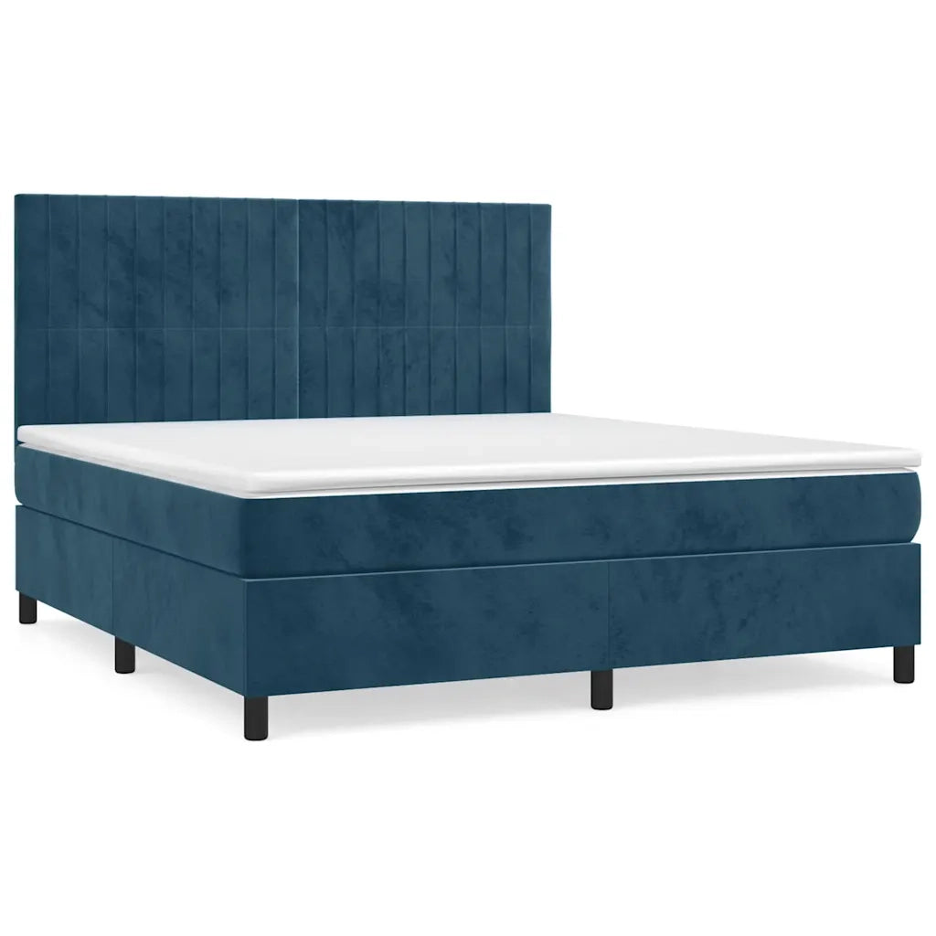Giroletto a Molle con Materasso Blu Scuro 180x200 cm in Velluto 3143161