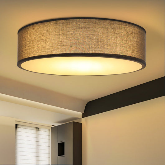 ZMH Lampada da soffitto rotonda in tessuto 38 cm con attacco E27 per illuminazione interna