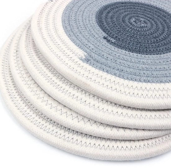 Set di tazze da tavola da 4 - Piatto da tavola rotondo - Resistente al calore - Antiscivolo - Cotone - Diametro 11,8 pollici - Piatto da tavola