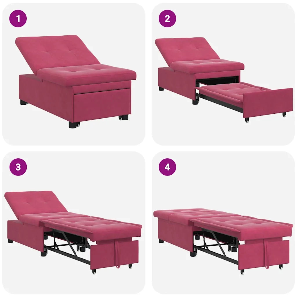 Divano letto | Sof¨¤ letto | Letto singolo Rosso Vino 194 x 67 x 82 cm Velluto