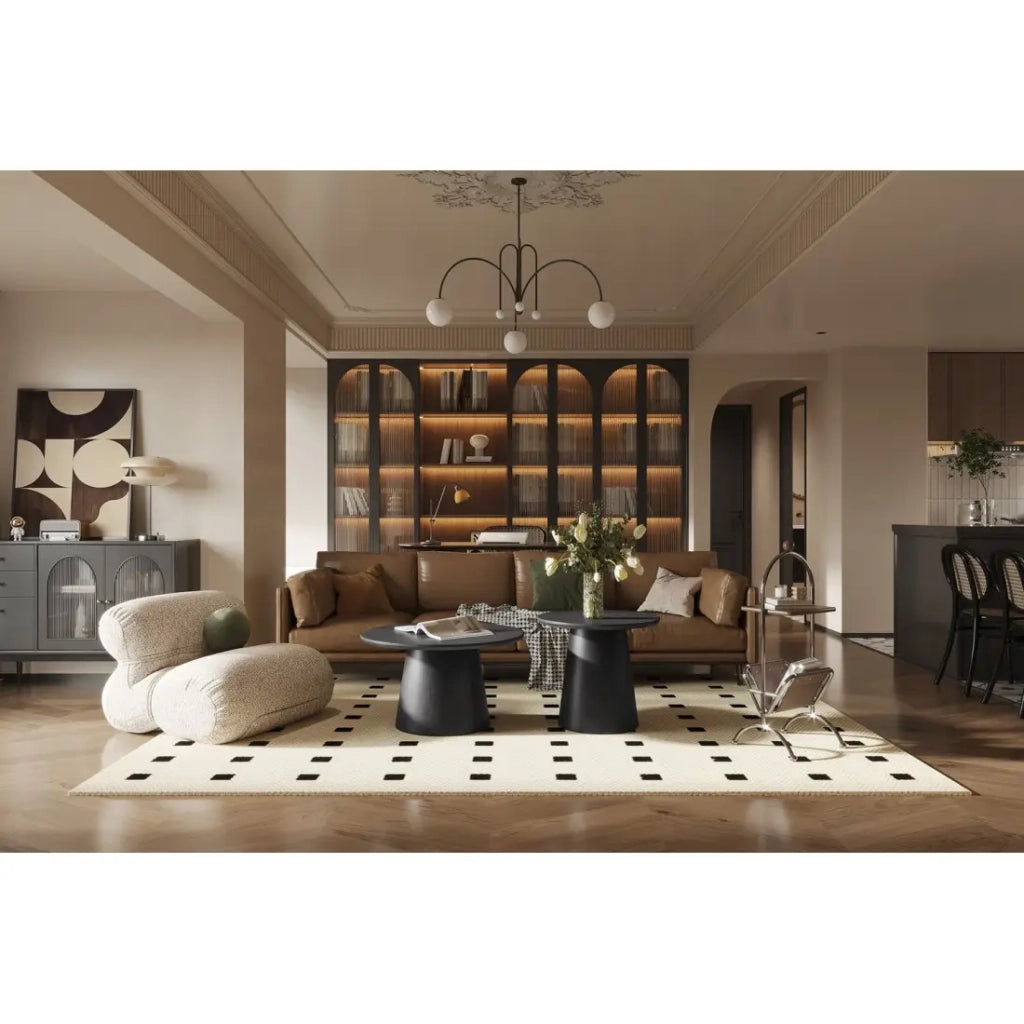 Tavolino BOKOR – Colore marrone scuro – Tavolino rotondo 60x60 cm – MDF – Design moderno e compatto
