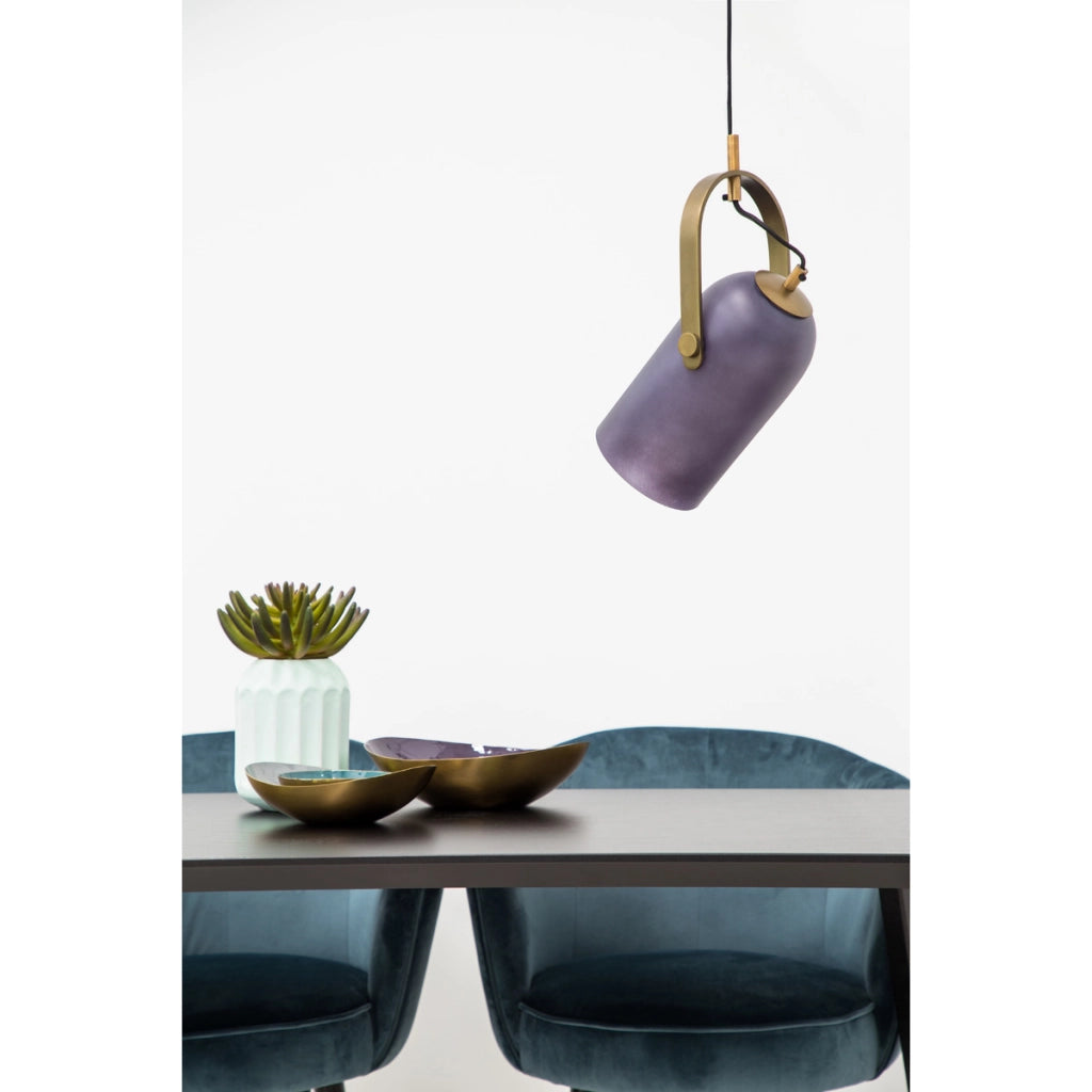 Lampada a sospensione Candace in vetro grigio e ottone