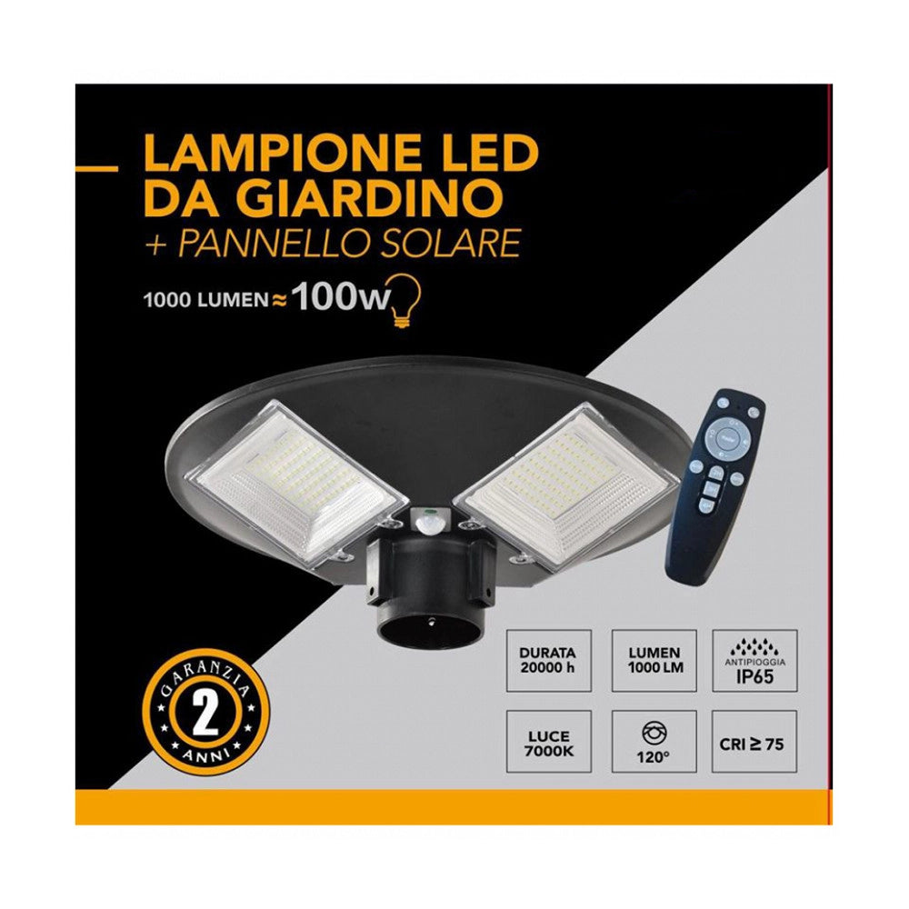 Trade Shop - Lampione Led 100w Con Pannello Energia Solare Ip65 Sensore Movimento So-gd-100w -