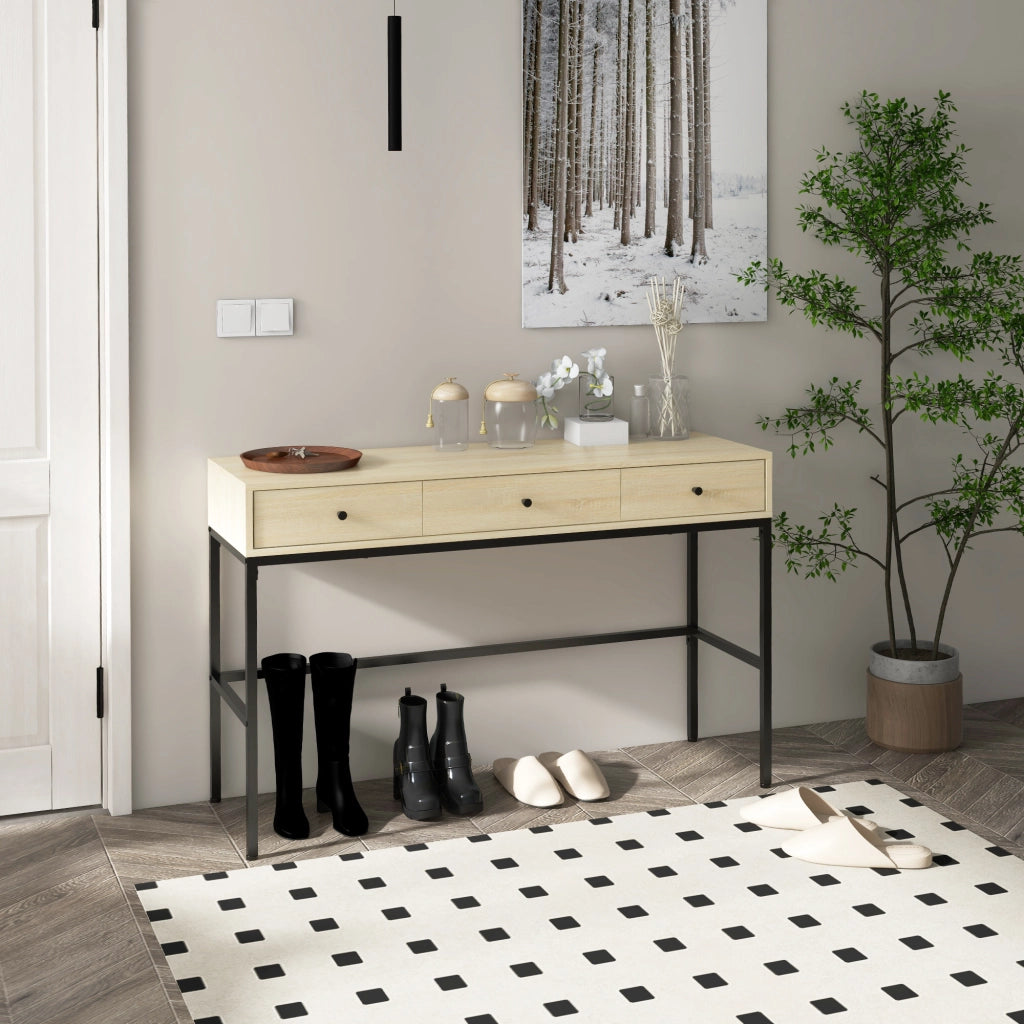 Consolle con cassetti ¨C zephmum ¨C effetto legno, stile industriale, 120x39.8x78 cm