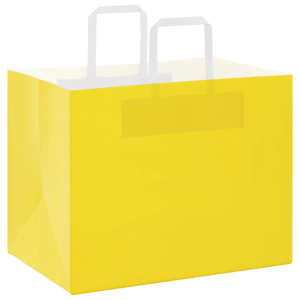 Sacchetti di Carta 250 pz con Manici Gialli 32x22x24 cm