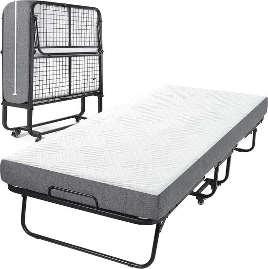 Letto a scomparsa per adulti 90 x 200 cm con materasso in schiuma a densità 13 cm – struttura metallica spaziale e rinforzata