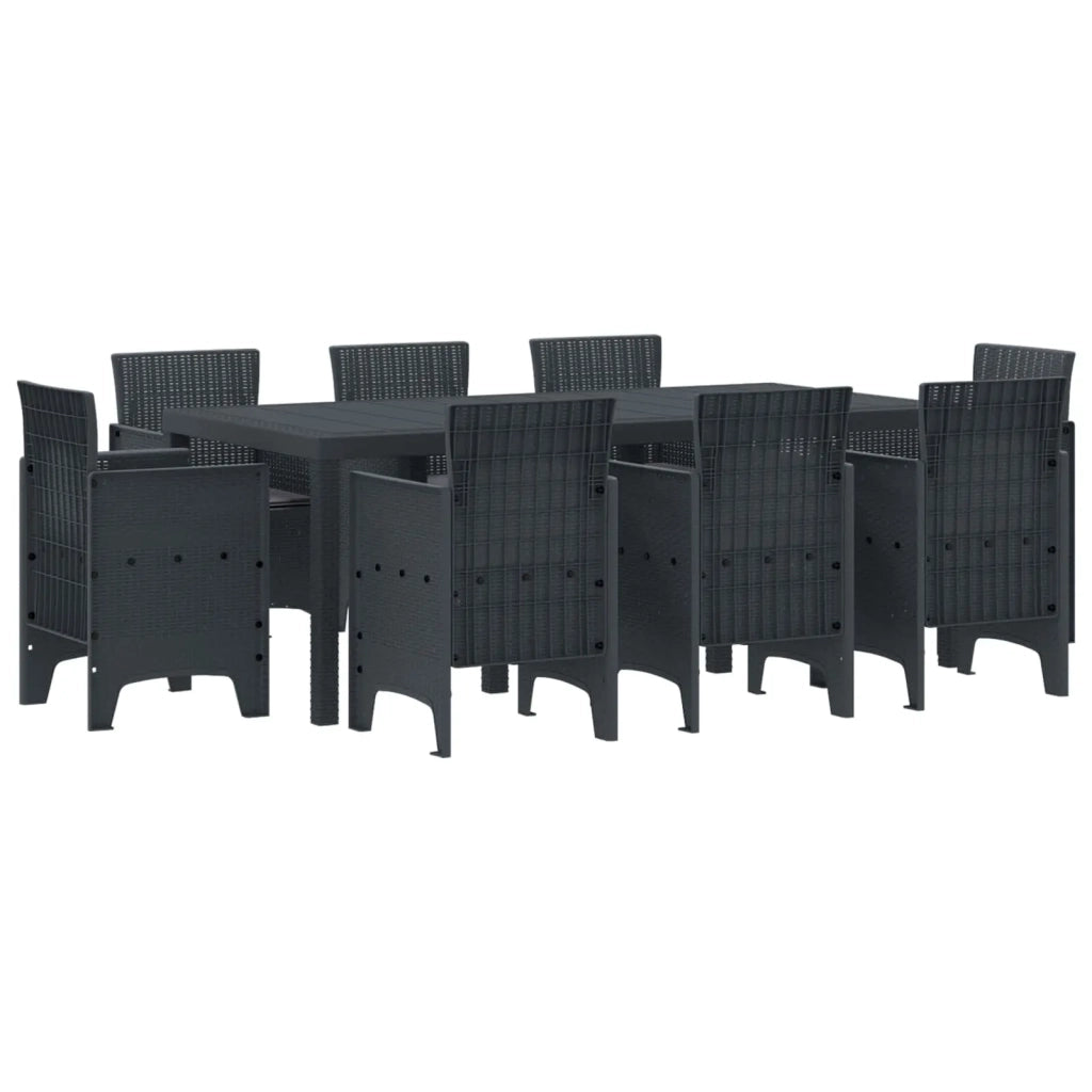 Set da Pranzo per Giardino 9 pcs Antracite Polipropilene