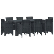 Set da Pranzo per Giardino 9 pcs Antracite Polipropilene
