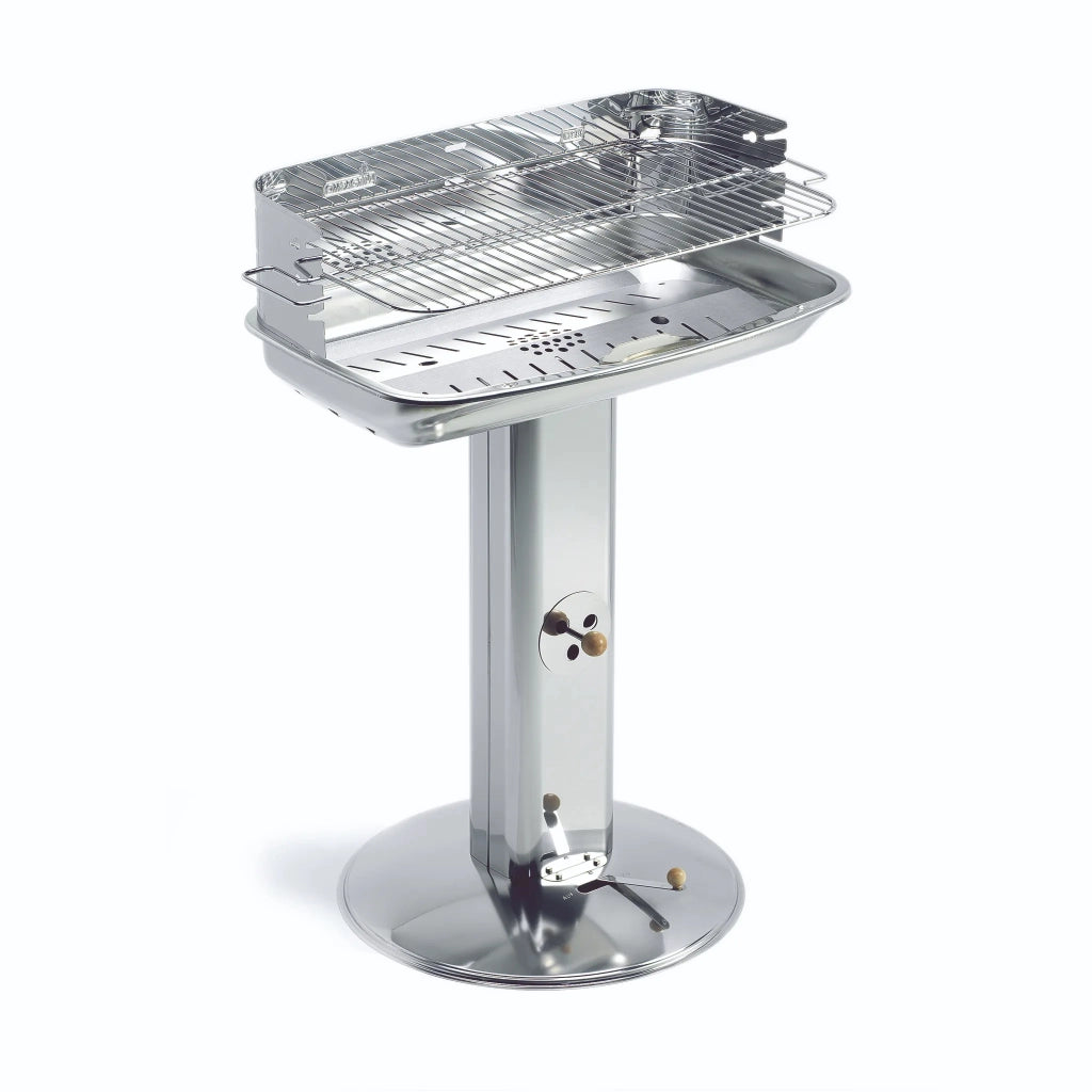 Barbecue A Colonna In Acciaio Con Griglia Regolabile Ventilazione Colonna 60415