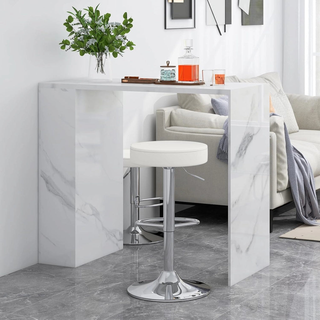 Set di 2 sedie da bar, sgabello girevole a 360° con poggiapiedi, base rotonda e antiscivolo, altezza regolabile da 65 a 85 cm, sedie alte per cucina, bar e soggiorno, colore: bianco