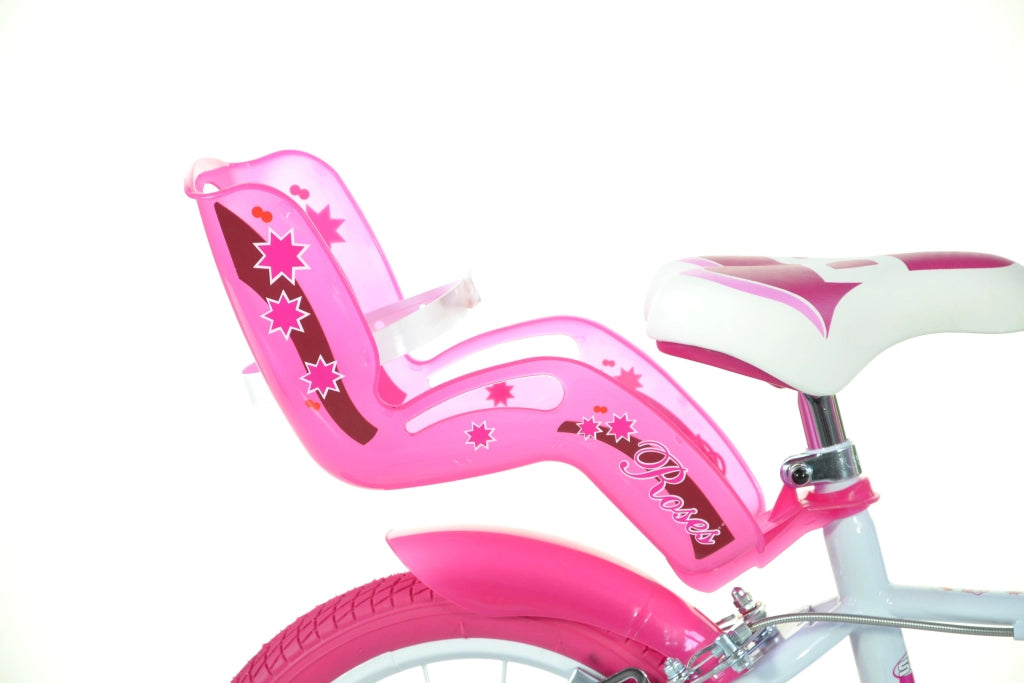 SCH ROSES 14", bicicletta per bambini, adatta tra i 4 e i 6 anni, per altezza tra 100 e 120 cm, con cestino, campanello