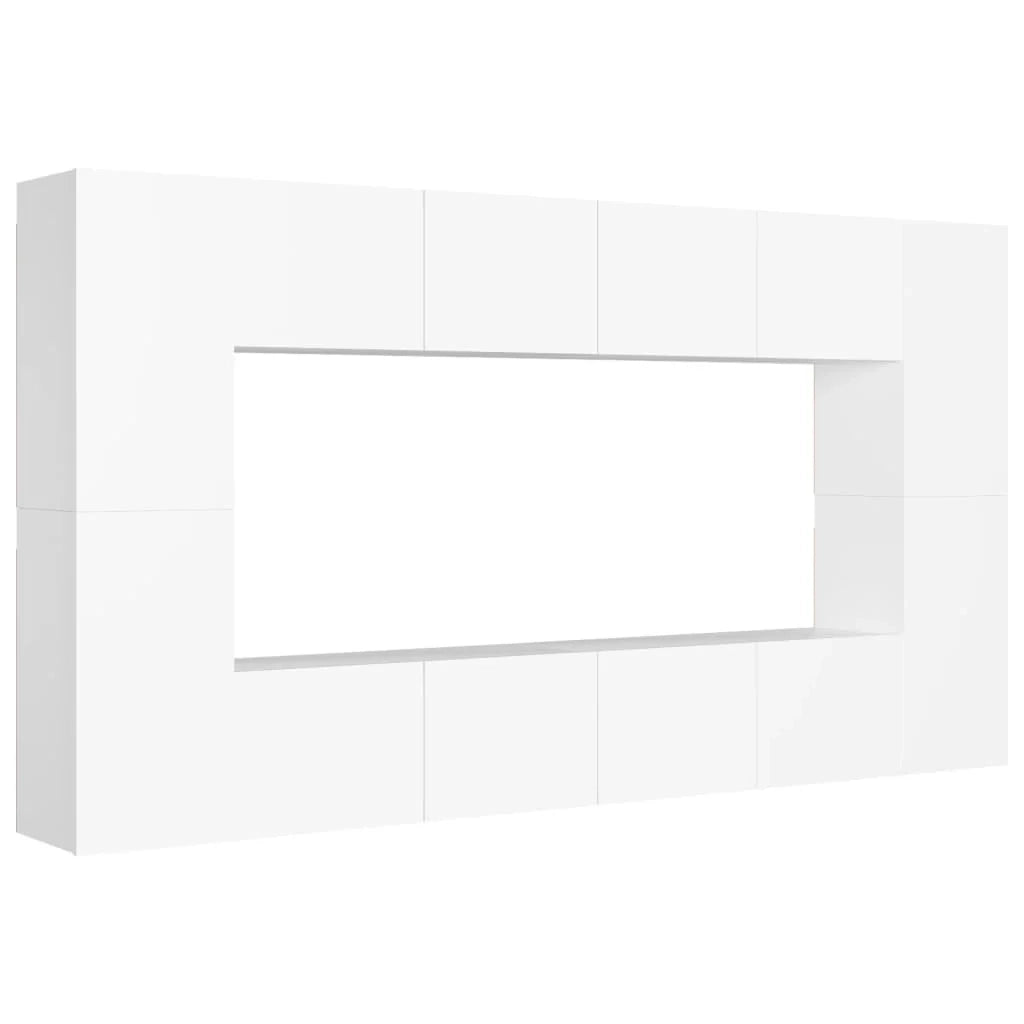 Set di mobili da 8 pezzi tra cui armadio credenza mobile TV televisore per soggiorno camera da letto salotto legno ingegnerizzato bianco 02_0025222