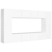 Set di mobili da 8 pezzi tra cui armadio credenza mobile TV televisore per soggiorno camera da letto salotto legno ingegnerizzato bianco 02_0025222
