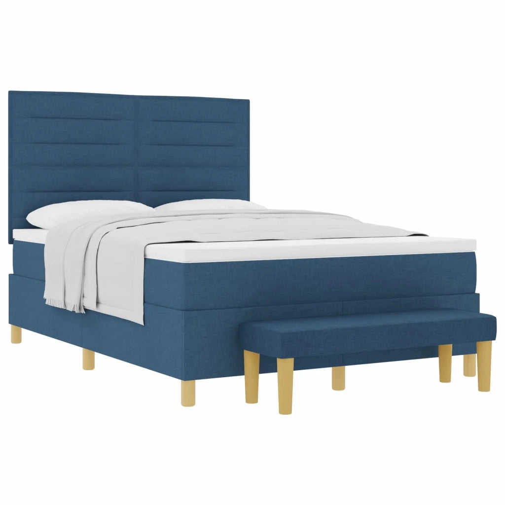 Letto a molle con testiera Blu 190 x 140 cm Tessuto 3344225