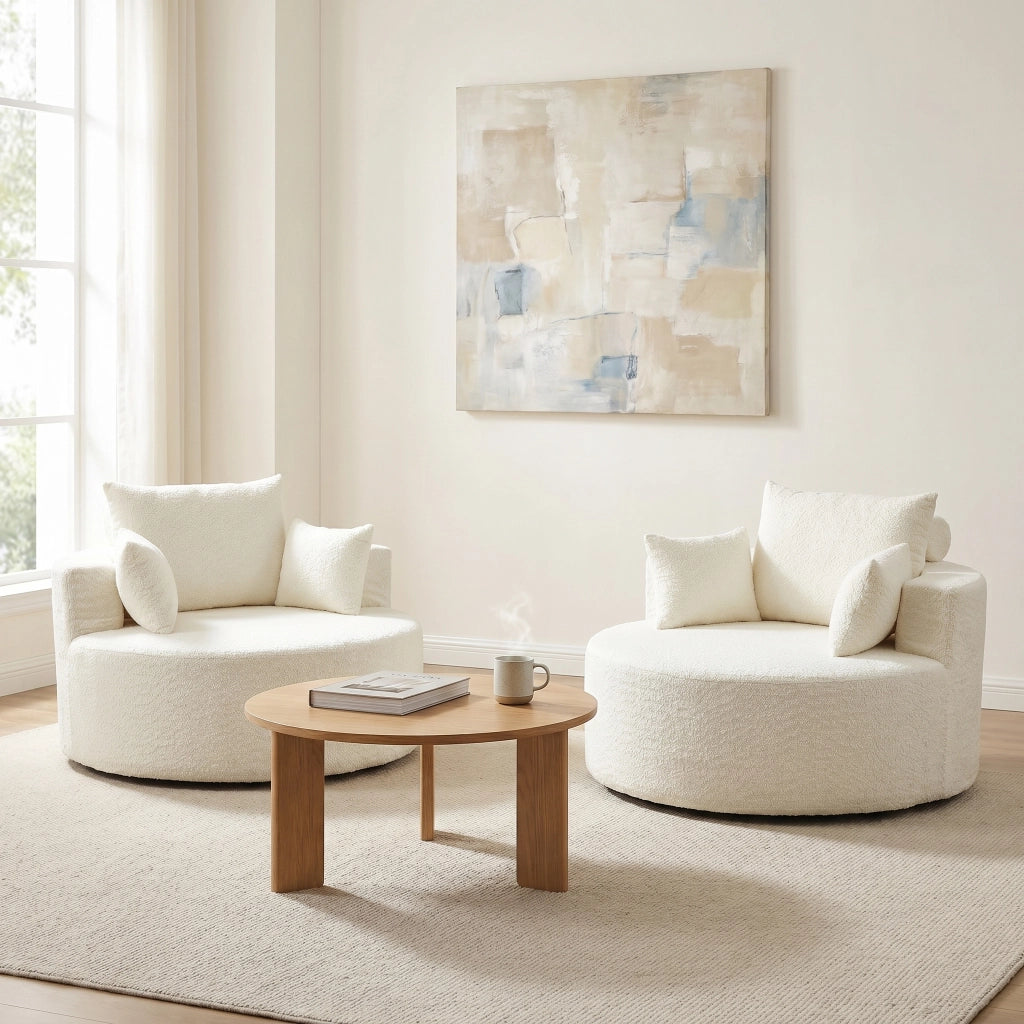 Poltrona modulare in chenille senza montaggio per soggiorno e camera da letto beige 44 kg