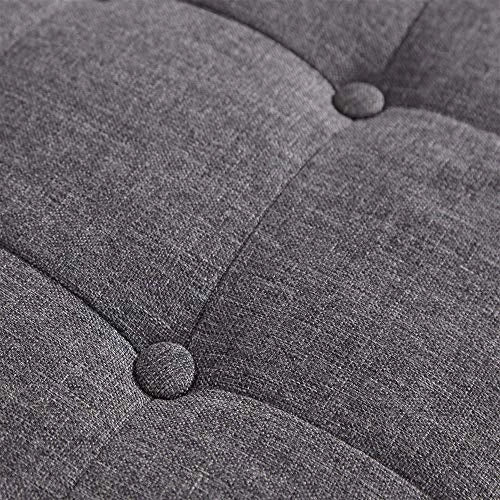 Cassapanca Pouf Contenitore Panca Sgabello Poggiapiedi in Tessuto Grigio Scuro