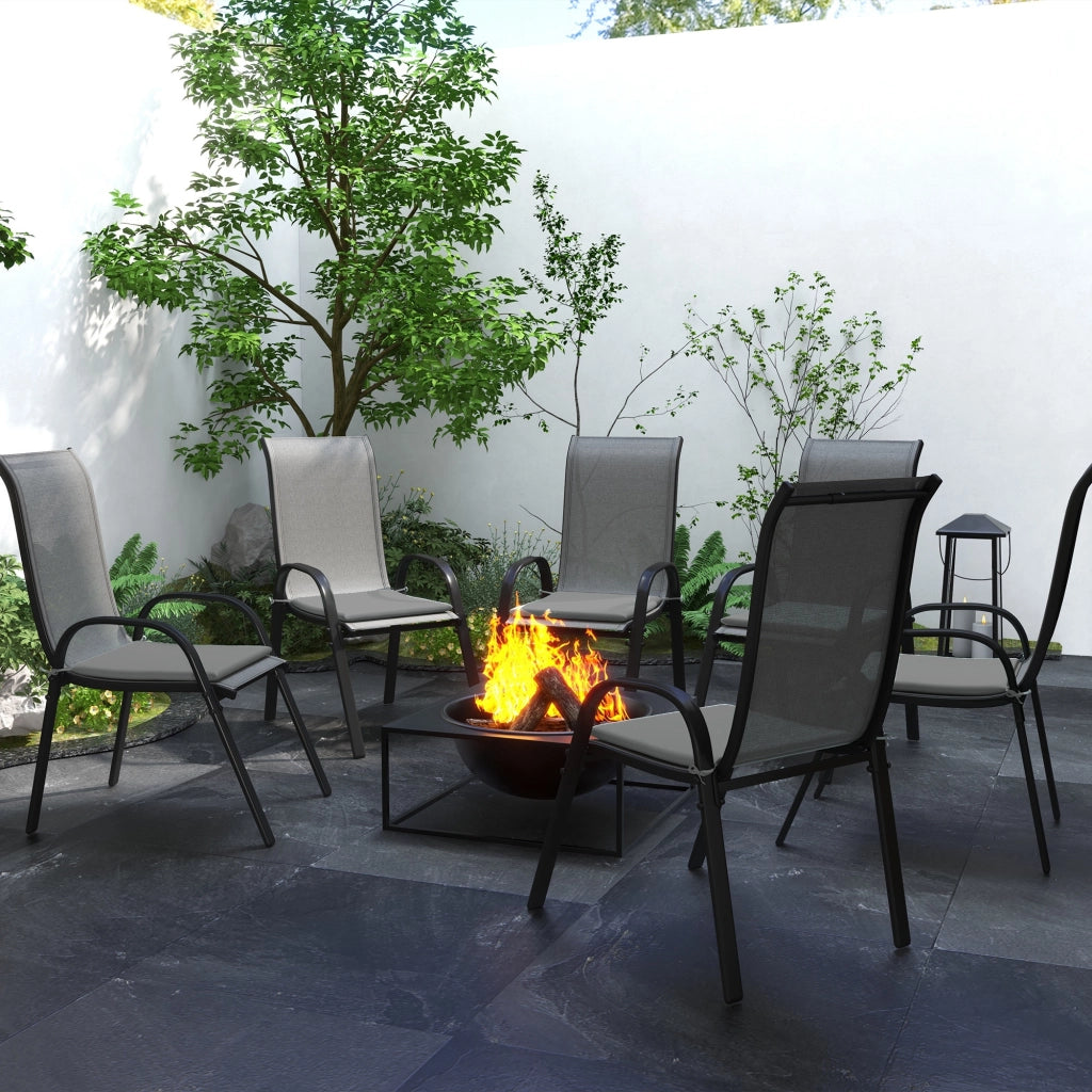 Cuscini per sedie da giardino ¨C zephmum ¨C 6 pezzi grigio scuro tessuto poliestere 42x42 cm