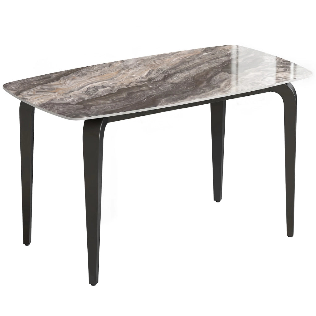 Tavolo da Pranzo per 4 Persone 130x70x75 cm con Piano in Pietra Sinterizzata Marrone e Nero