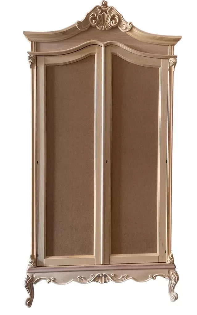 Armadio 2 porte classico barocco legno grezzo 114x63x214 - Mobili 2G