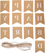 Banchiera di Festa per Compleanni - Banderuola in Carta Kraft per Decorazioni di Compleanno - Drappeggio per Festa di Compleanno e Decorazione della Stanza dei Bambini.