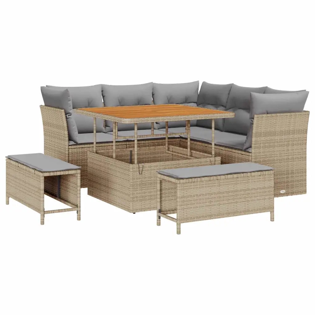 Set Divano da Giardino con cuscino 8 pcs beige e grigio chiaro 3363427