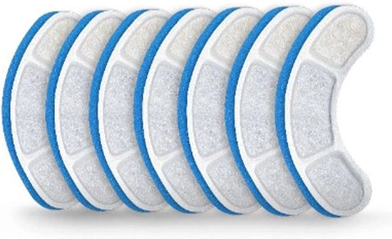 8 pacchi di filtri di ricambio per fontane per gatti - Cariche blu-bianche - Compatibili con accessori per fontane per animali domestici