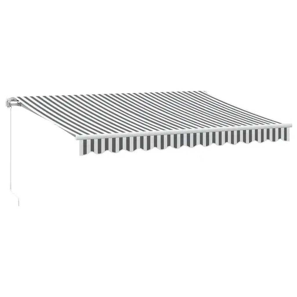 Tenda da Sole Retrattile Manuale-Tenda parasole per Patio Antracite e Bianco 350x250 cm