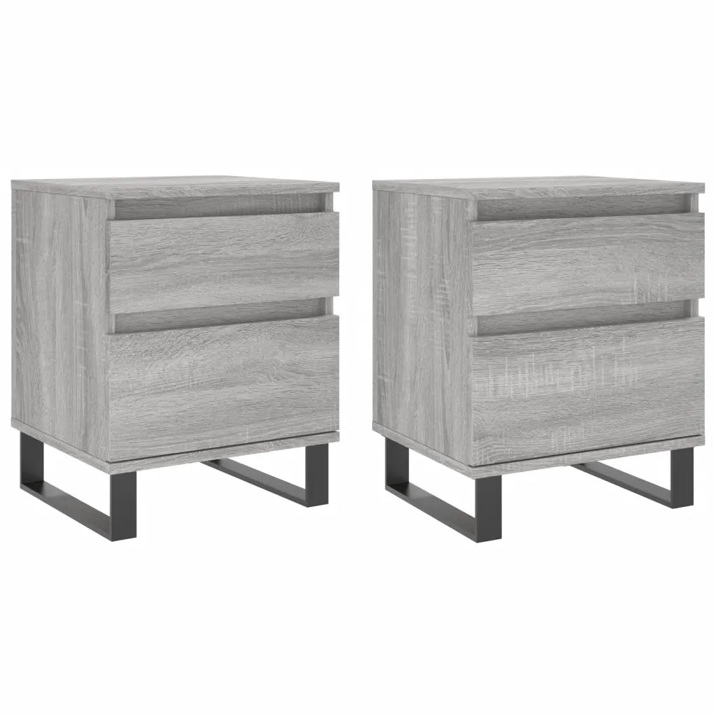 Set di 2 Comodini | Armadio da Notte | Mobiletto da notte Grigio Sonoma 40x35x50 cm in Legno Multistrato