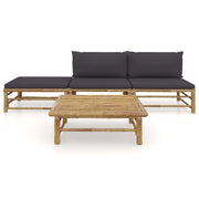 Set Divani da Giardino 4 pz con Cuscini Grigio Scuro in Bambù 3058244