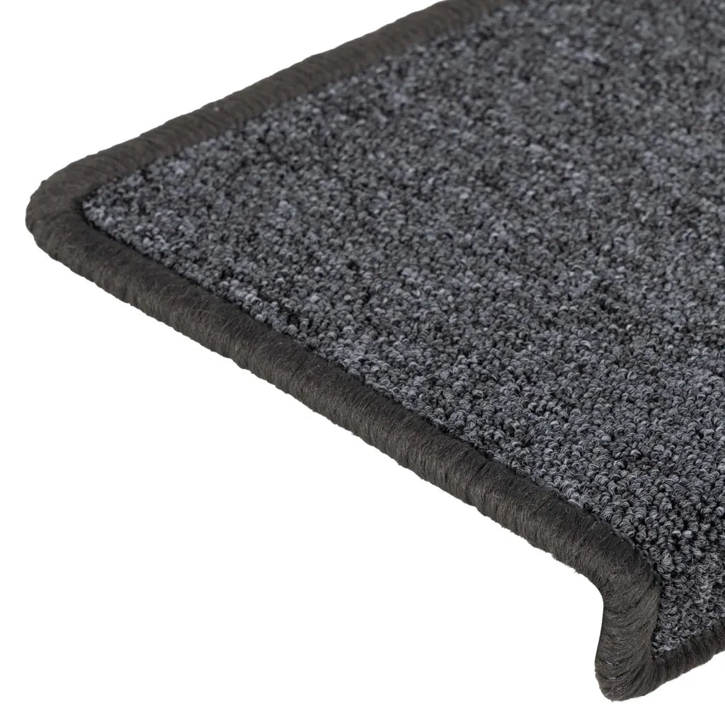 Tappetini per scale 15 pz 65x21x4 cm Grigio scuro Bordo rettangolare 326197