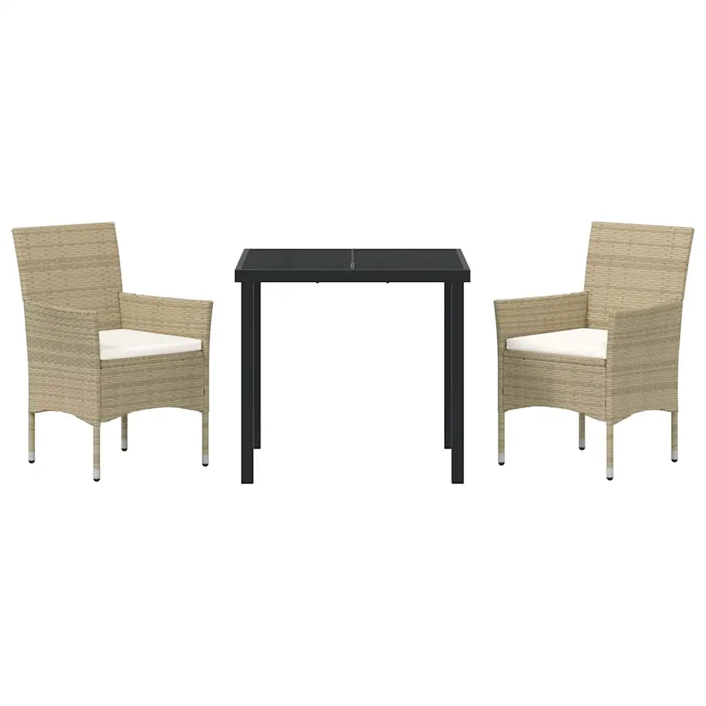 Set da Pranzo per Giardino con cuscino 3 pcs Beige polyrattan 3379737