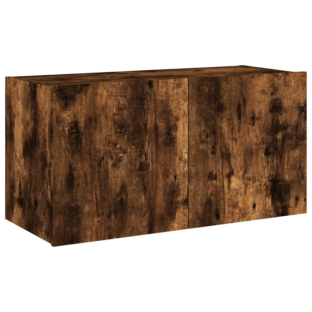 Mobile TV a Parete con Luci LED Rovere Fumo 80x35x41 cm 837320