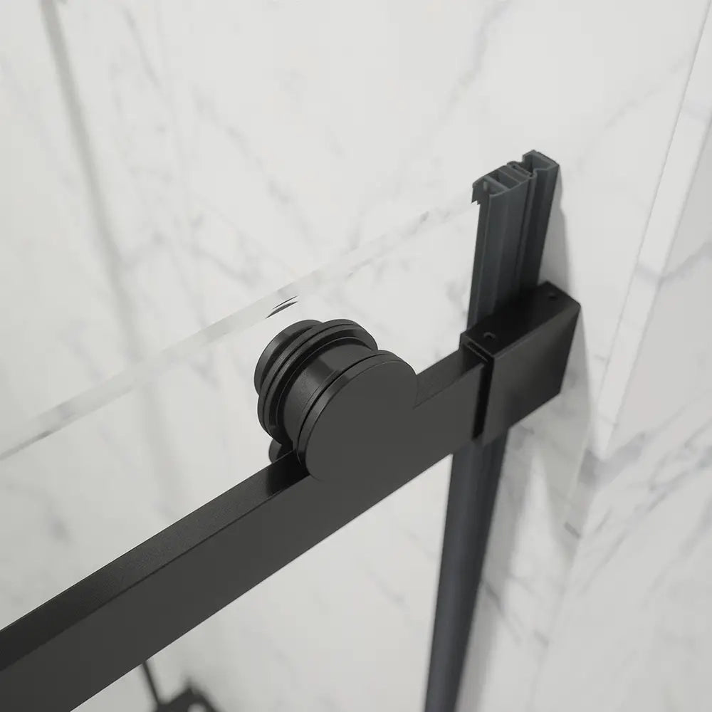 Porta doccia 150cm apertura scorrevole profili nero opaco vetro 8mm trasparente h195 | Creta
