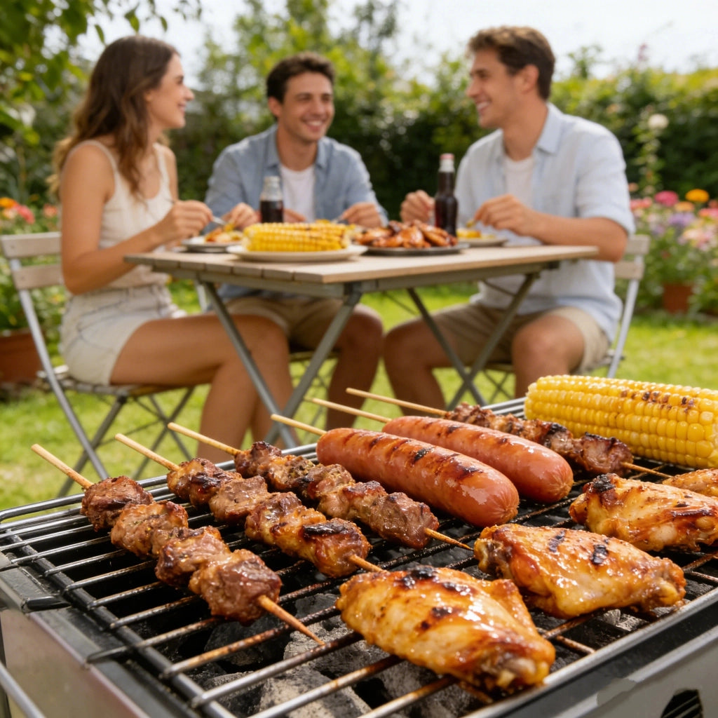Barbecue a Carbonella Portatile e Compatto 63x34x63cm per Giardino Campeggio e Picnic