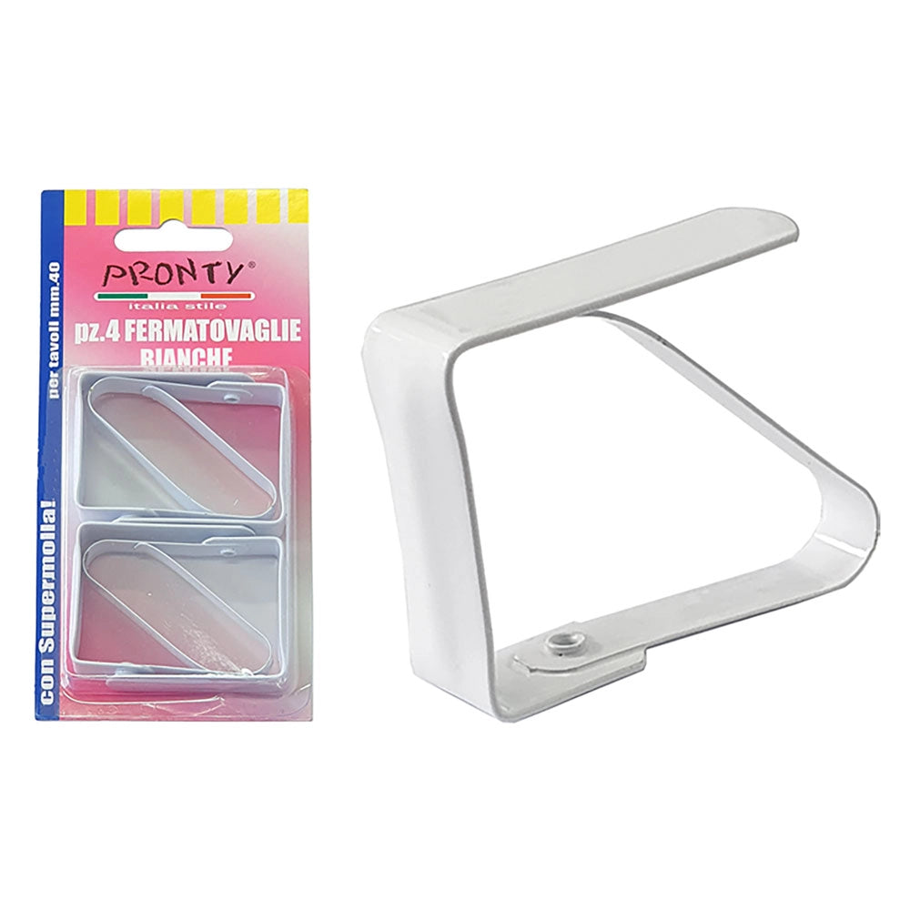 FERMATOVAGLIA A MOLLA mm 40 x 55 bianco - blister 4 pz- 12 blister  - BricoGo
