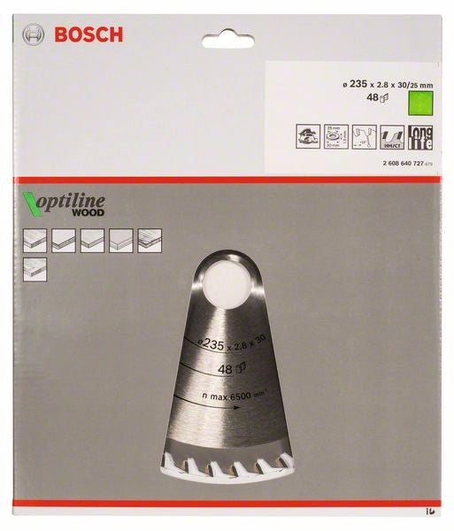2608640727 - Lama per sega circolare Optiline Wood 235 x 30/25 x 2,8 mm, 48
