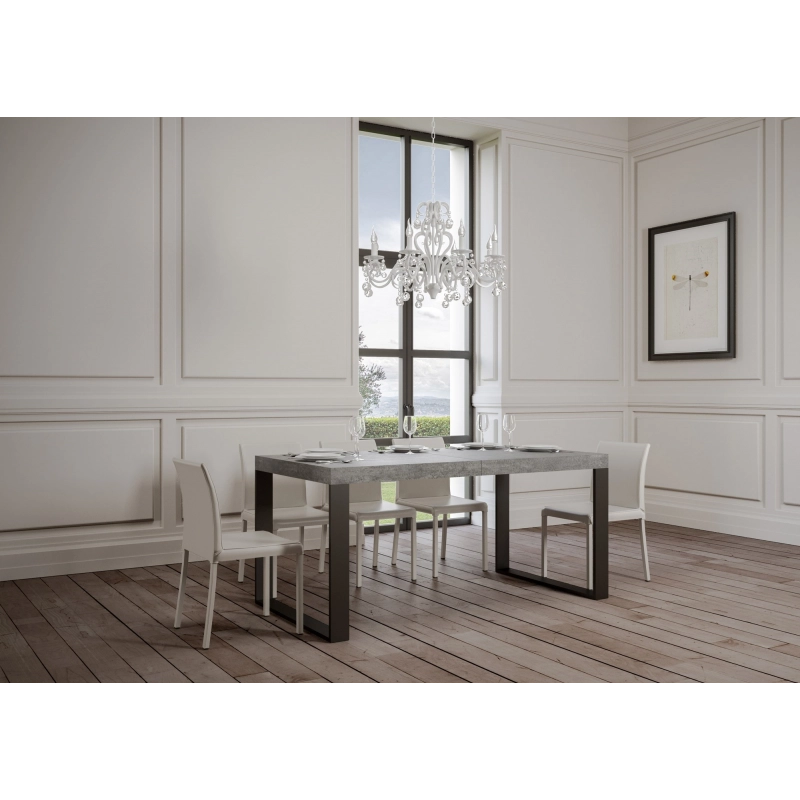 Tavolo allungabile 90x160/264 cm Tecno telaio Antracite - Cemento