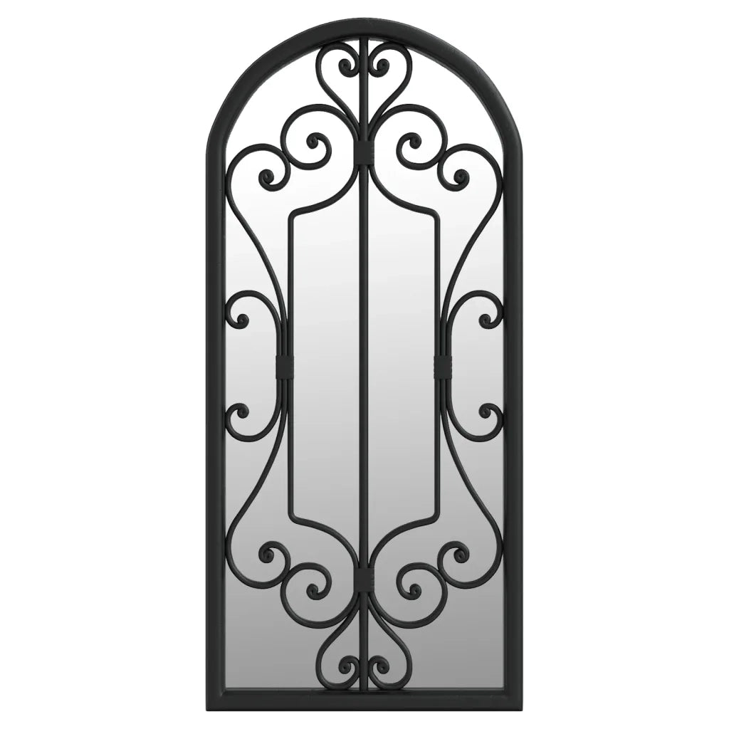 Specchio da Giardino Nero 100x45 cm in Ferro per Uso Esterno