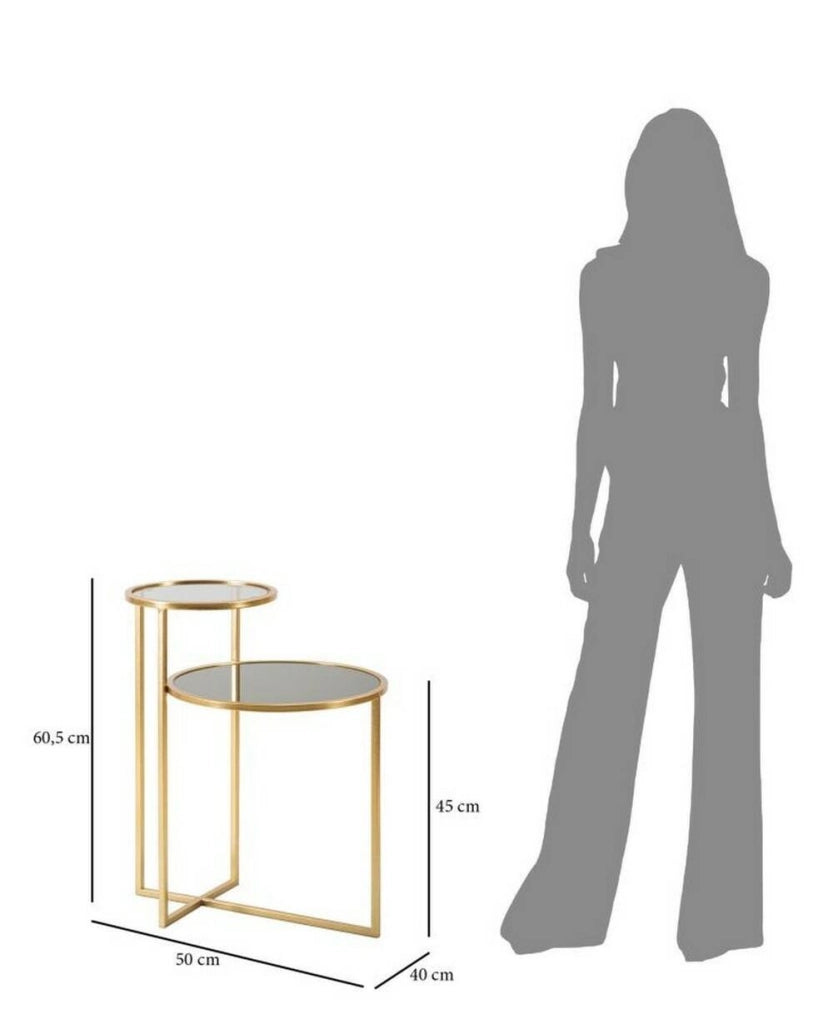 Tavolino da salotto Yoko, Tavolo basso da caffè, Portariviste per divano, Ripiano da soggiorno, 50x40 h61 cm, Oro
