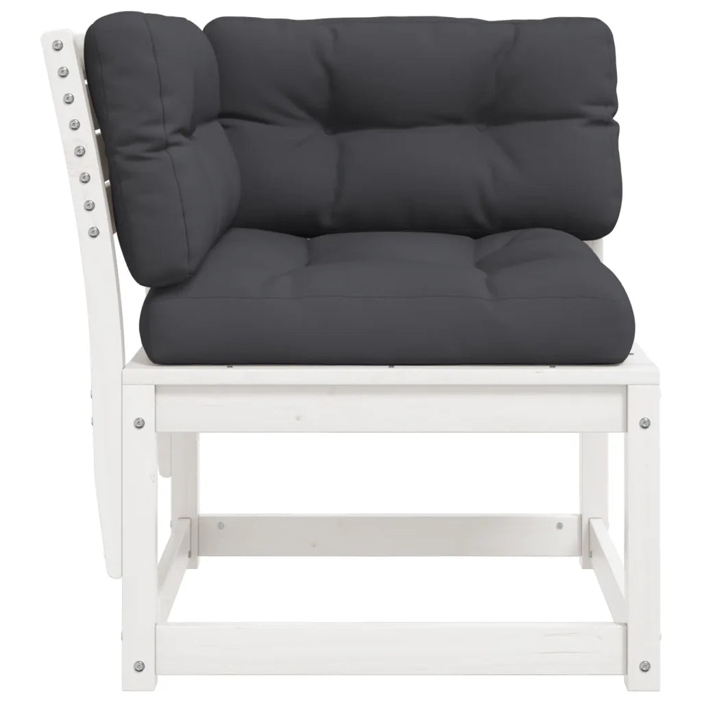 Divano Angolare Giardino Cuscini-Sofa da Giardino-Divanetto da esterno Bianco 73x73x78 Massello Pino