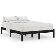 Letto matrimoniale | Letto per adulti | Giroletto Nero in Legno Massello di Pino 200x200 cm