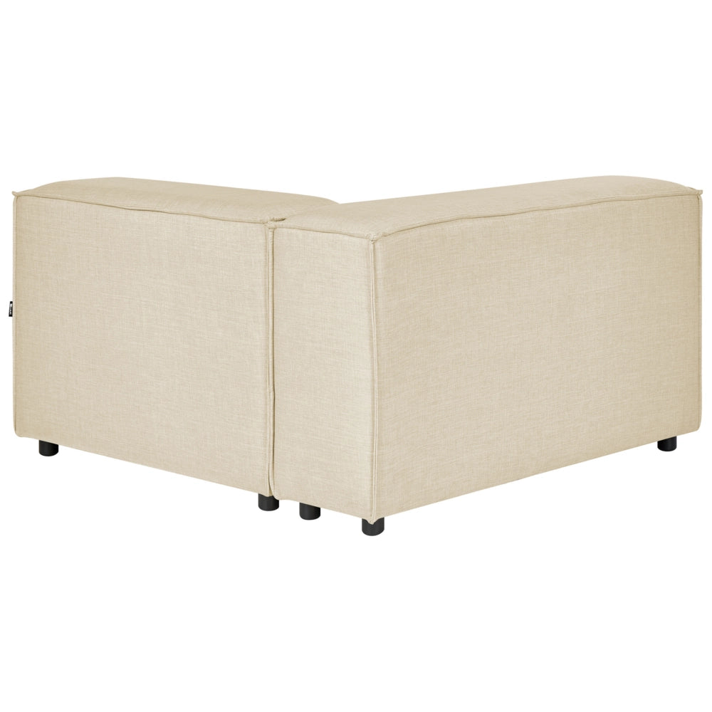 Divano ad angolo 2 posti in lino beige nero con poggiapiedi sinistro modulare stile moderno contemporaneo