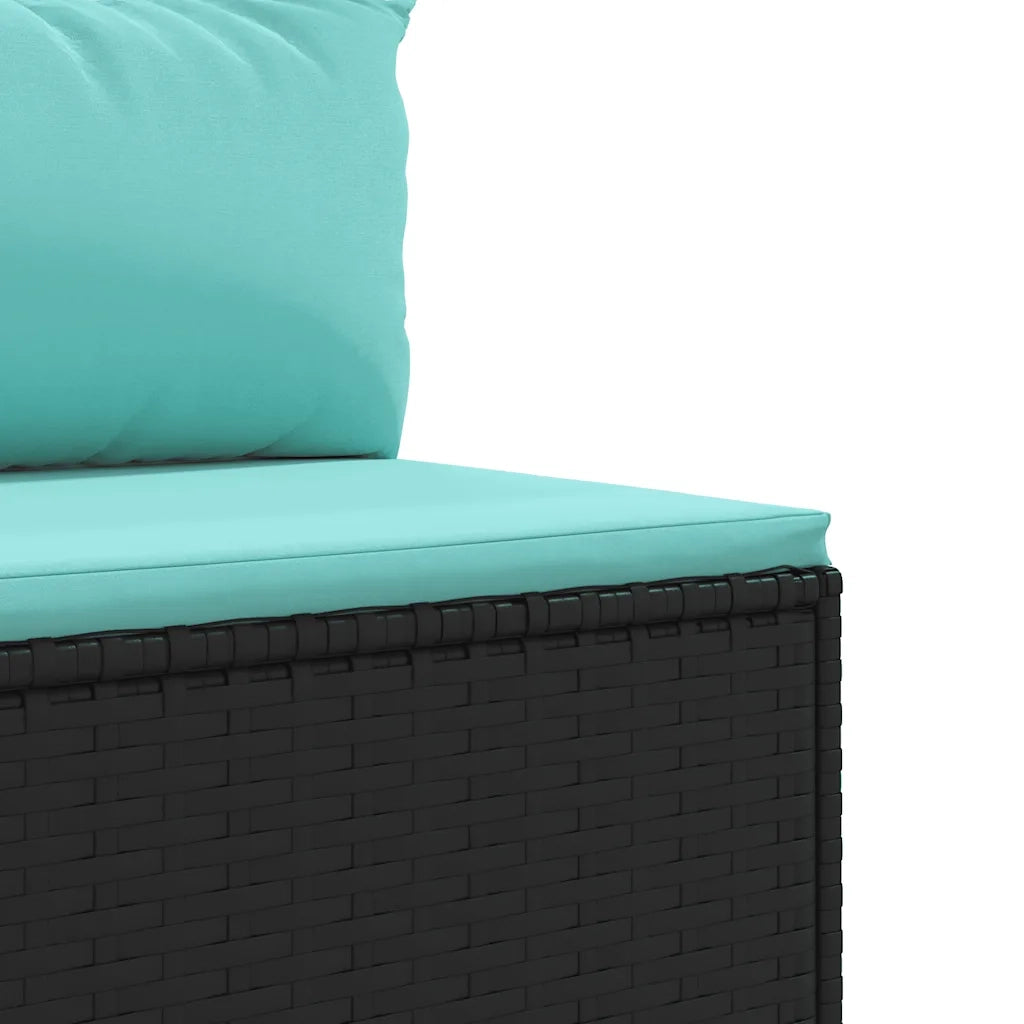 Set Mobili da Giardino 6 pz con Cuscini in Polyrattan Nero