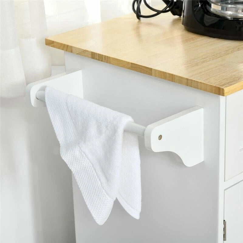 CARRELLO DA CUCINA MULTIUSO IN LEGNO 121X46X91CM BIANCO E MARRONE