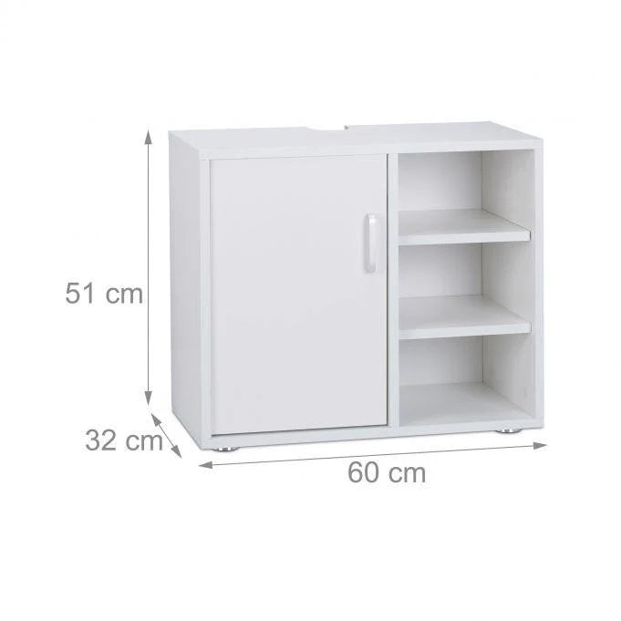 Mobile lavabo da bagno con 1 anta e 3 ripiani MDF bianco 13_0000909_2