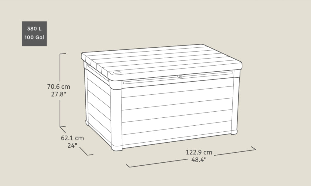 Baule Contenitore da Giardino 380L Keter Signature Deco Box 100 in Resina Effetto Legno Noce
