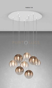 SOSPENSIONE BIANCO 8 LUCI TONDA VETRI 4X BR + 4X AM 1184BI-S8 T-AB
