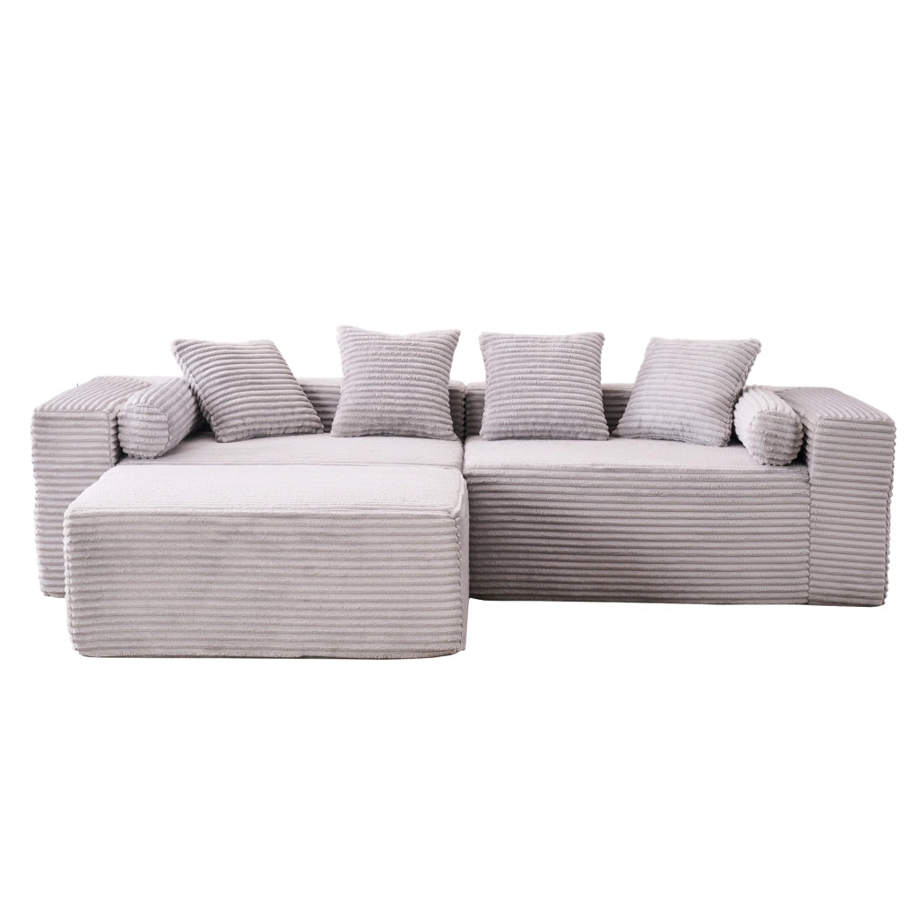 Divano modulare chaise longue - componibile e senza montaggio - grigio - 266×110×60 cm